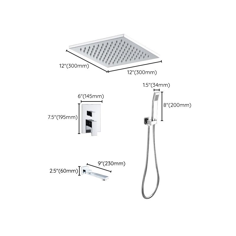 Modern Shower System Brass Adjustable Spray Pattern Ceiling Mounted Shower Combo Clearhalo 'Bathroom Remodel & Bathroom Fixtures' 'Home Improvement' 'home_improvement' 'home_improvement_shower_faucets' 'Shower Faucets & Systems' 'shower_faucets' 'Showers & Bathtubs Plumbing' 'Showers & Bathtubs' 1200x1200_253b6fa2-8969-41e7-aae2-0af0310c27c2