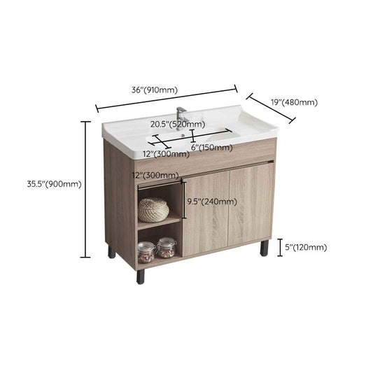 Wood Bathroom Vanity Rectangle Single Sink Mirror Freestanding Vanity Set with 2 Doors Clearhalo 'Bathroom Remodel & Bathroom Fixtures' 'Bathroom Vanities' 'bathroom_vanities' 'Home Improvement' 'home_improvement' 'home_improvement_bathroom_vanities' 1200x1200_256aab38-b2e0-4faf-a576-eba8263f1626