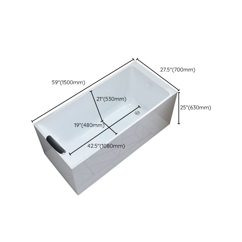 Acrylic Soaking Tub with Left Drain in White Rectangle Freestanding Bathtub Clearhalo 'Bathroom Remodel & Bathroom Fixtures' 'Bathtubs' 'Home Improvement' 'home_improvement' 'home_improvement_bathtubs' 'Showers & Bathtubs' 1200x1200_2587fe92-3dcb-4b36-a634-3d531eccfa9b