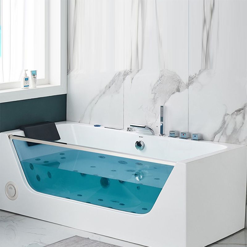 Contemporary Acrylic Back to Wall Bathtub Rectangle Air/Whirlpool/Soaking Bathtub Clearhalo 'Bathroom Remodel & Bathroom Fixtures' 'Bathtubs' 'Home Improvement' 'home_improvement' 'home_improvement_bathtubs' 'Showers & Bathtubs' 1200x1200_258c4a0e-2739-466a-b5bf-f6fb4cd5629a