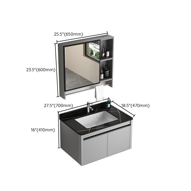 Single Sink Bathroom Vanity Modern Gray Rectangular Bath Vanity Clearhalo 'Bathroom Remodel & Bathroom Fixtures' 'Bathroom Vanities' 'bathroom_vanities' 'Home Improvement' 'home_improvement' 'home_improvement_bathroom_vanities' 1200x1200_25bfe4cc-6ac2-48b2-bd02-38b8594e900c