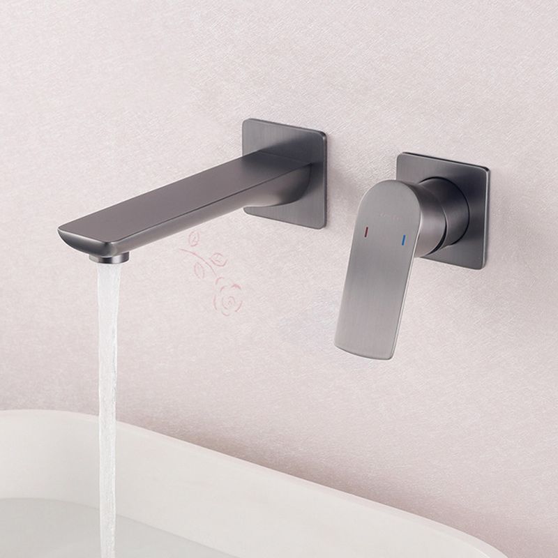 2 Holes Faucet Glam Style Wall Mounted Faucet with Single Lever Handle Clearhalo 'Bathroom Remodel & Bathroom Fixtures' 'Bathroom Sink Faucets' 'Bathroom Sinks & Faucet Components' 'bathroom_sink_faucets' 'Home Improvement' 'home_improvement' 'home_improvement_bathroom_sink_faucets' 1200x1200_25d3521e-7713-4d5c-b1bf-e4a865f31529
