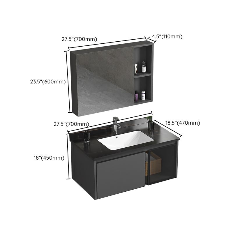 Single Sink Bathroom Vanity Wall Mount Rectangular Single Modern Vanity Set Clearhalo 'Bathroom Remodel & Bathroom Fixtures' 'Bathroom Vanities' 'bathroom_vanities' 'Home Improvement' 'home_improvement' 'home_improvement_bathroom_vanities' 1200x1200_25d84ece-50c4-4c02-94c9-cdf55e5514fd