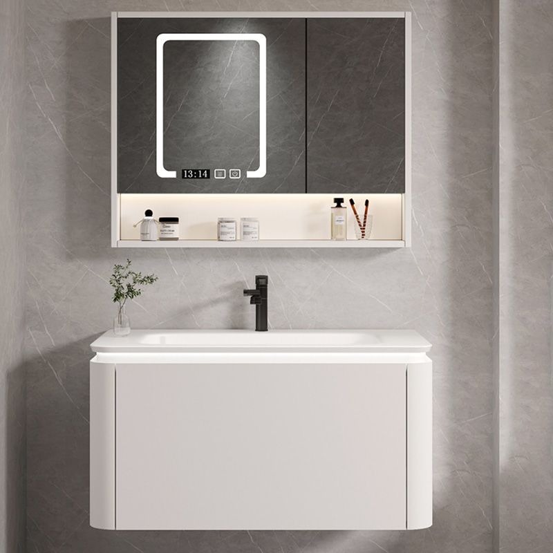 Wall Mounted Bathroom Vanity Mirror Drawer Single Sink Wood Rectangular in White Clearhalo 'Bathroom Remodel & Bathroom Fixtures' 'Bathroom Vanities' 'bathroom_vanities' 'Home Improvement' 'home_improvement' 'home_improvement_bathroom_vanities' 1200x1200_25ef60a0-1b94-462d-8d8d-1c67783a38cb
