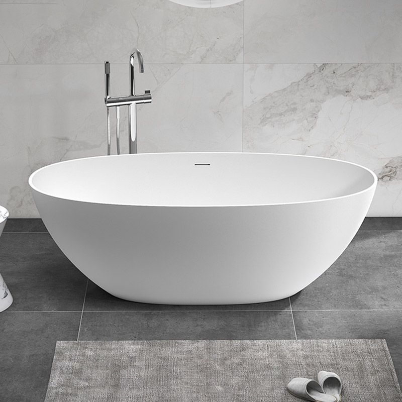 Modern Ellipse Stone Bathtub Freestand Soaking Bathtub with Drain Bath Tub Clearhalo 'Bathroom Remodel & Bathroom Fixtures' 'Bathtubs' 'Home Improvement' 'home_improvement' 'home_improvement_bathtubs' 'Showers & Bathtubs' 1200x1200_2637a7be-80da-47b7-bf32-bec9c9ec939c