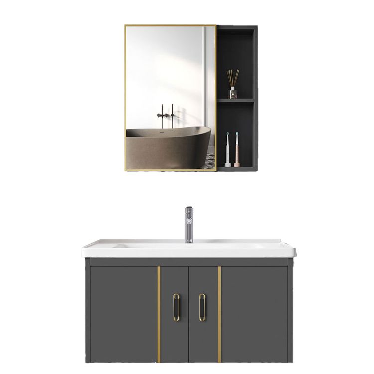 Bathroom Sink Vanity Rectangular Ceramic Sink Drawers Mirror Vanity with Faucet Clearhalo 'Bathroom Remodel & Bathroom Fixtures' 'Bathroom Vanities' 'bathroom_vanities' 'Home Improvement' 'home_improvement' 'home_improvement_bathroom_vanities' 1200x1200_2640af4c-4212-4975-b6e3-624eaa76864b