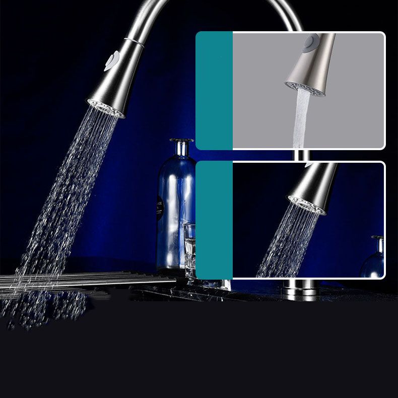 Modern Pull Down Single Handle Kitchen Faucet 1-Hold Water Faucet Clearhalo 'Home Improvement' 'home_improvement' 'home_improvement_kitchen_faucets' 'Kitchen Faucets' 'Kitchen Remodel & Kitchen Fixtures' 'Kitchen Sinks & Faucet Components' 'kitchen_faucets' 1200x1200_264c1237-62f8-4e21-8a4d-1dc396528a21