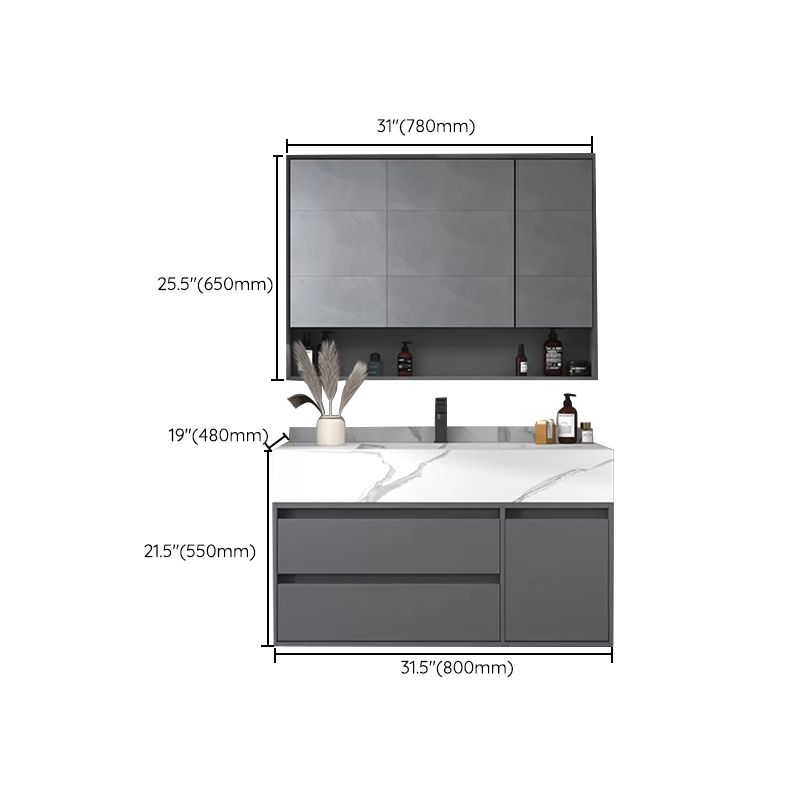 Modern Bathroom Vanity Set Mirror Included Rectangular Sink Drawer Sink Vanity Clearhalo 'Bathroom Remodel & Bathroom Fixtures' 'Bathroom Vanities' 'bathroom_vanities' 'Home Improvement' 'home_improvement' 'home_improvement_bathroom_vanities' 1200x1200_264c9144-b319-4f7b-a6cc-c18fa2318dab