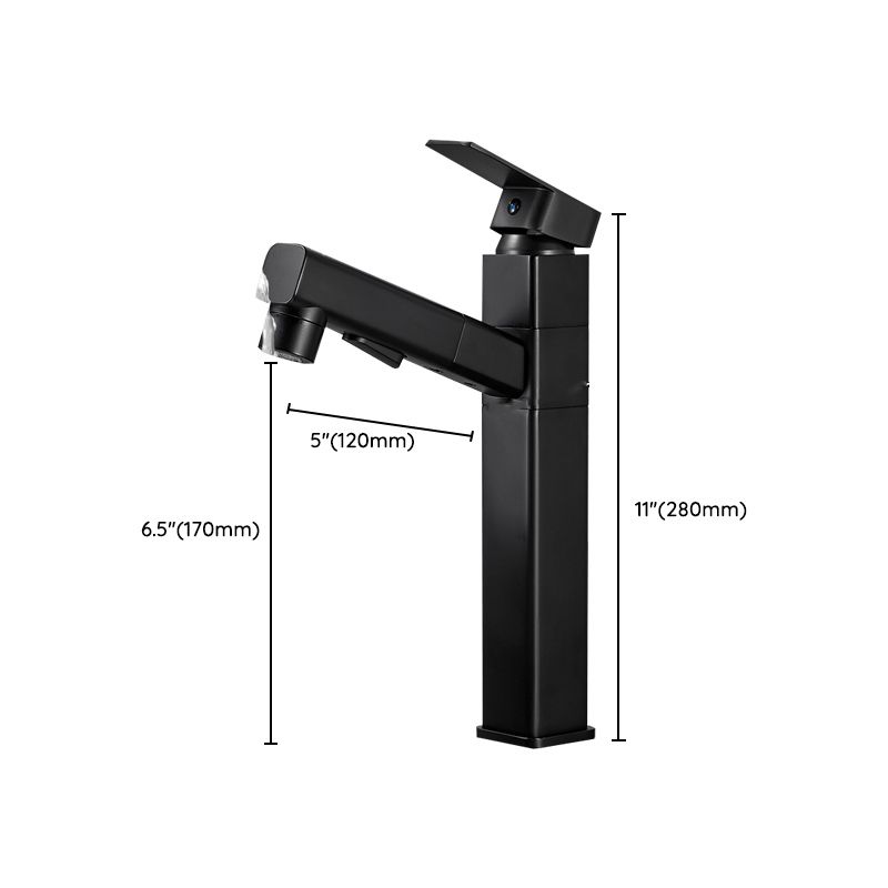 Modern Bathroom Vessel Faucet Swivel Spout Single Handle Faucet with Pull down Sprayer Clearhalo 'bathroom_sink_faucets' 'Conjunta de Baño y Conjunta de Grifo' 'Coronamiento de Baño y Dispositivo de Baño' 'Grifo del lavabo del baño' 'Hogar' 'home_improvement' 'home_improvement_bathroom_sink_faucets' 'Mejoras para el hogar' 1200x1200_269a6680-f675-485d-8a0b-a84ffc75bc2f