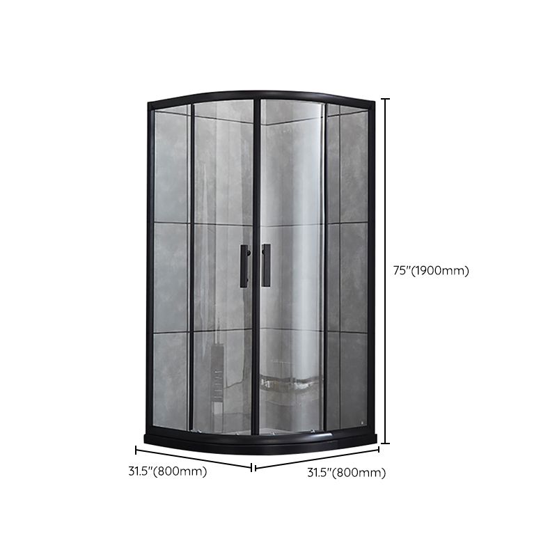 Rounded Matt Black Shower Enclosure Tempered Glass Corner Shower Enclosure Clearhalo 'Bathroom Remodel & Bathroom Fixtures' 'Home Improvement' 'home_improvement' 'home_improvement_shower_stalls_enclosures' 'Shower Stalls & Enclosures' 'shower_stalls_enclosures' 'Showers & Bathtubs' 1200x1200_26a6ce7c-b5c6-4708-b59c-10cd6f0df271