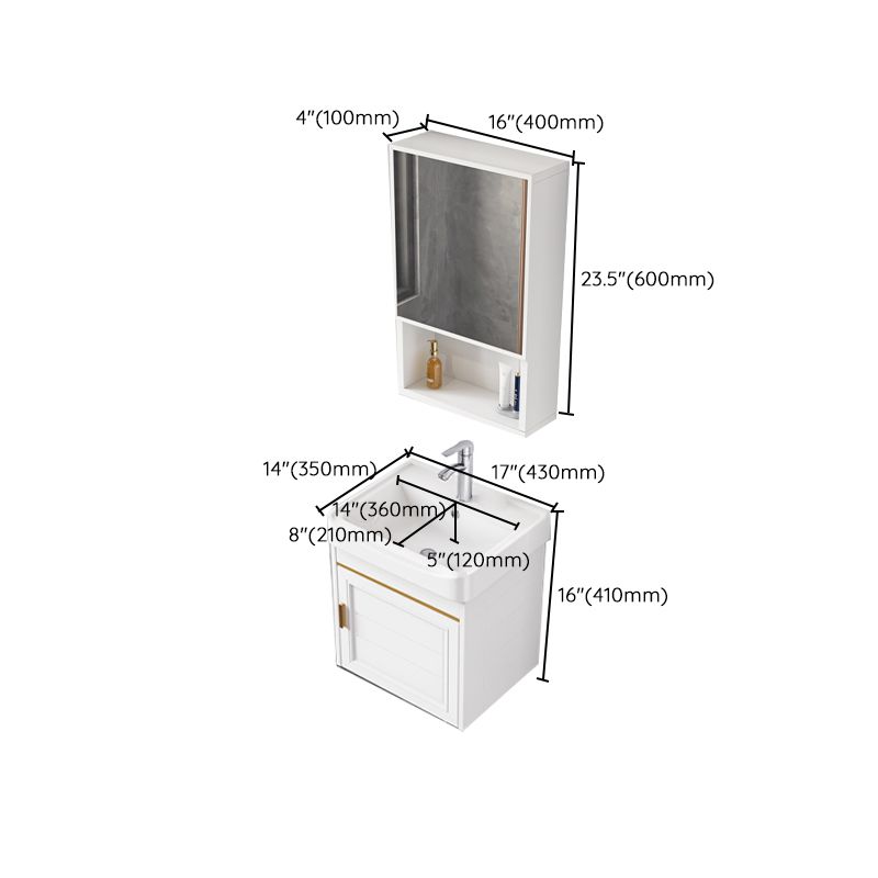 2 Doors Bath Vanity White Mirror Rectangular Single Sink Wall-Mounted Bathroom Vanity Clearhalo 'Bathroom Remodel & Bathroom Fixtures' 'Bathroom Vanities' 'bathroom_vanities' 'Home Improvement' 'home_improvement' 'home_improvement_bathroom_vanities' 1200x1200_26c0900f-d2c7-4c7e-ae80-102868d6b799