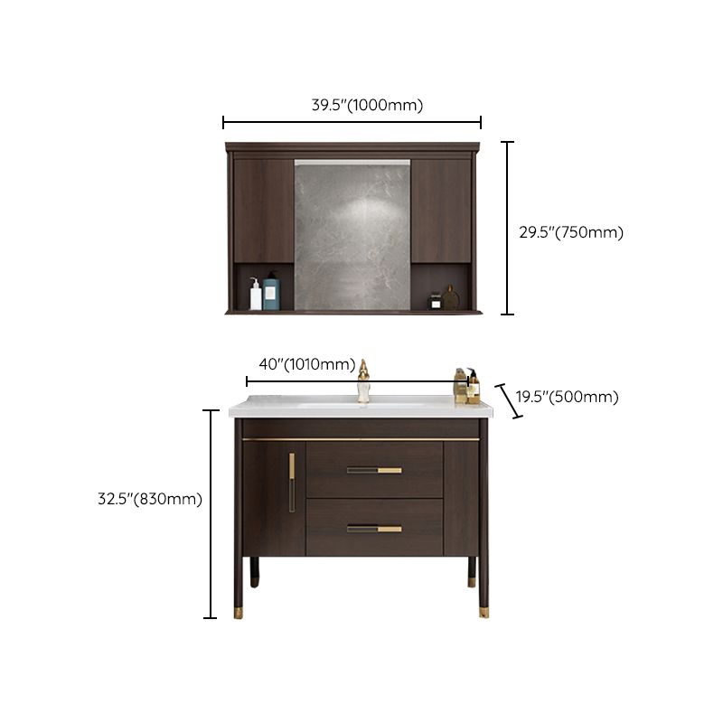 Wood Frame Bathroom Vanity Drawers Single Sink Rectangle Freestanding Vanity with Mirror Clearhalo 'Bathroom Remodel & Bathroom Fixtures' 'Bathroom Vanities' 'bathroom_vanities' 'Home Improvement' 'home_improvement' 'home_improvement_bathroom_vanities' 1200x1200_26c35c8c-1aa4-4248-b562-e1dcd4c4c0d3