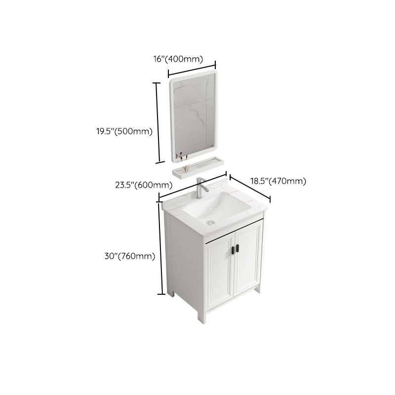 Rectangular Modern Bathroom Vanity White Stone Single Freestanding Vanity Set Clearhalo 'Bathroom Remodel & Bathroom Fixtures' 'Bathroom Vanities' 'bathroom_vanities' 'Home Improvement' 'home_improvement' 'home_improvement_bathroom_vanities' 1200x1200_26cf38f6-df1c-47df-b711-14272c973584