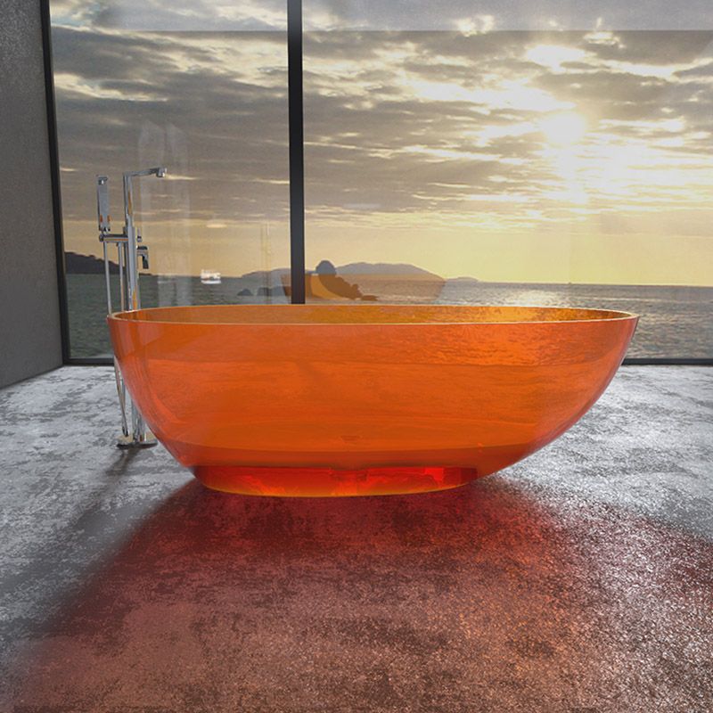 Modern Ellipse Bathtub Acrylic Freestand Soaking Bathtub with Drain Bath Tub Clearhalo 'Bathroom Remodel & Bathroom Fixtures' 'Bathtubs' 'Home Improvement' 'home_improvement' 'home_improvement_bathtubs' 'Showers & Bathtubs' 1200x1200_26dc45e9-27f0-4ead-9151-828940931c92