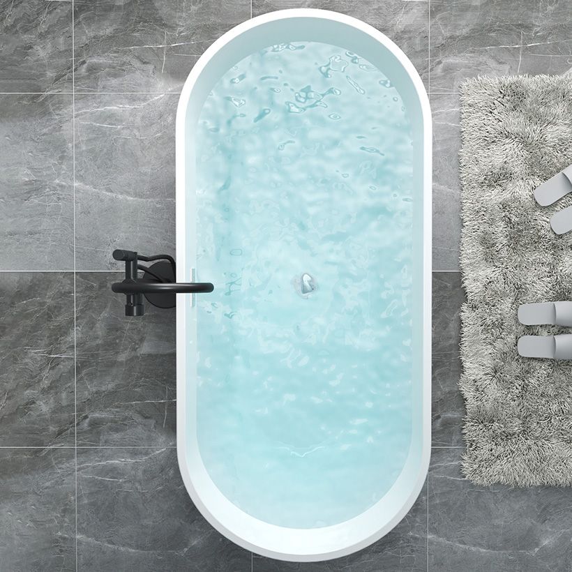 Modern Oval Stand Alone Bathtub Acrylic White Soaking Back to Wall Bath Clearhalo 'Bathroom Remodel & Bathroom Fixtures' 'Bathtubs' 'Home Improvement' 'home_improvement' 'home_improvement_bathtubs' 'Showers & Bathtubs' 1200x1200_26e73673-0617-46d0-aefa-b8c5a9dcb66d