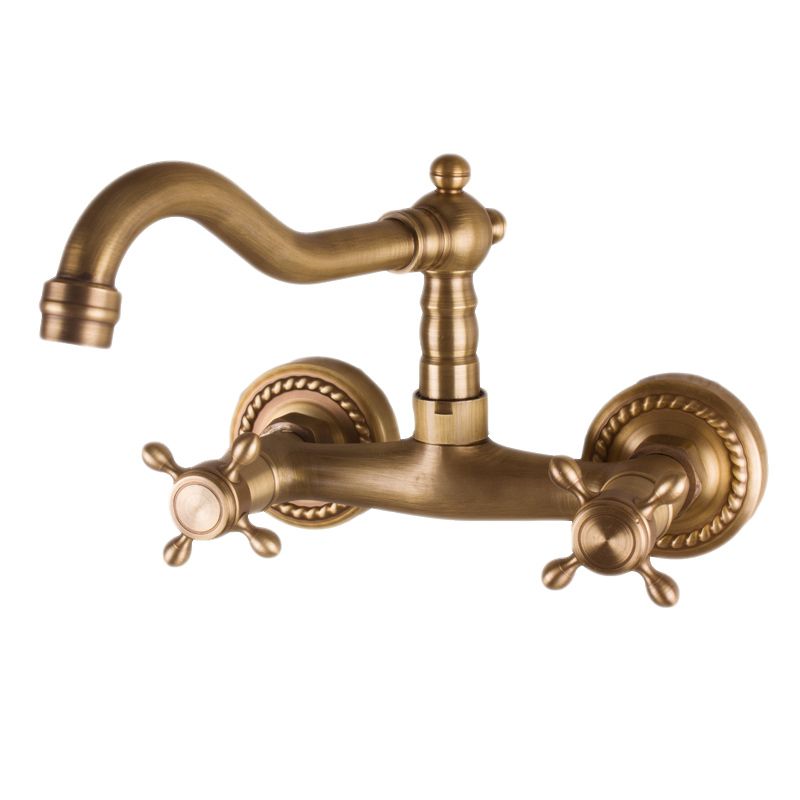 Brass Wide Spread Bathroom Faucet Industrial Lever Lavatory Faucet Clearhalo 'bathroom_sink_faucets' 'Conjuntos de Torneiras de Lavatório e Banheiro' 'home_improvement' 'home_improvement_bathroom_sink_faucets' 'Mobiliário Doméstico' 'Página inicial' 'Renovação e equipamento de casa de banho' 'Torneira para lavatório de banheiro' 1200x1200_26eb8b2b-dcf9-4968-a3e8-402d63ac1c79