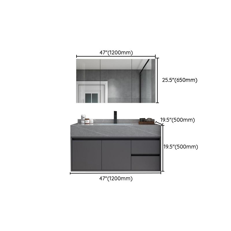 Modern Bathroom Sink Vanity Grey Wall Mounted Standard with Two Drawer Clearhalo 'Bathroom Remodel & Bathroom Fixtures' 'Bathroom Vanities' 'bathroom_vanities' 'Home Improvement' 'home_improvement' 'home_improvement_bathroom_vanities' 1200x1200_26f013b8-a7b6-4913-94b1-ffc4394892ce