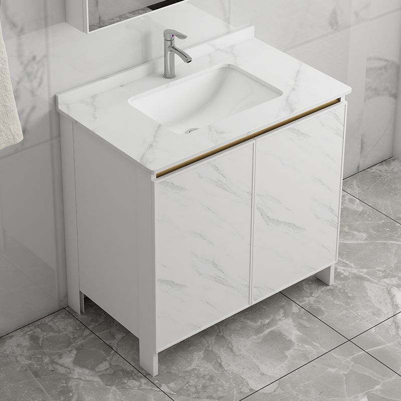 Modern Bath Vanity White Single Rectangular Freestanding Sink Vanity Clearhalo 'Bathroom Remodel & Bathroom Fixtures' 'Bathroom Vanities' 'bathroom_vanities' 'Home Improvement' 'home_improvement' 'home_improvement_bathroom_vanities' 1200x1200_271762ad-c372-4eb8-9144-e5233cc017b7