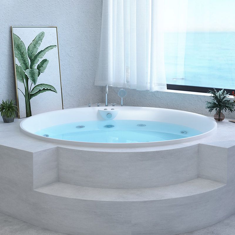 Modern Round Acrylic Embedded Bathtub with Drain Bath Tub and Massage Device Clearhalo 'Bathroom Remodel & Bathroom Fixtures' 'Bathtubs' 'Home Improvement' 'home_improvement' 'home_improvement_bathtubs' 'Showers & Bathtubs' 1200x1200_2725d94f-8721-45e4-9434-6e9f881b1c7c