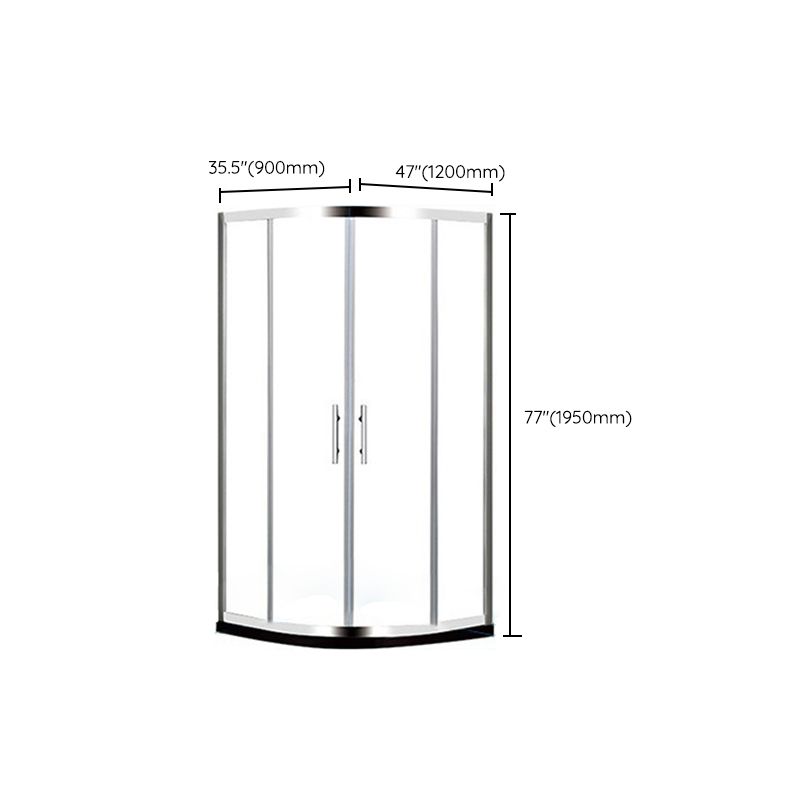 Round Tempered Shower Enclosure Double Sliding Corner Shower Kit with Header Clearhalo 'Bathroom Remodel & Bathroom Fixtures' 'Home Improvement' 'home_improvement' 'home_improvement_shower_stalls_enclosures' 'Shower Stalls & Enclosures' 'shower_stalls_enclosures' 'Showers & Bathtubs' 1200x1200_27278f8e-8b2e-4298-8c1b-98ab7a9be013