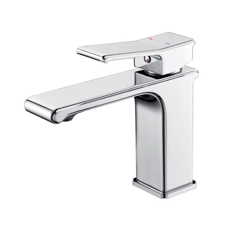 Modern Lever Handles Sink Faucet Chrome Square Bathroom Sink Faucet Clearhalo 'Bathroom Remodel & Bathroom Fixtures' 'Bathroom Sink Faucets' 'Bathroom Sinks & Faucet Components' 'bathroom_sink_faucets' 'Home Improvement' 'home_improvement' 'home_improvement_bathroom_sink_faucets' 1200x1200_276ec320-3d1a-43fd-8331-9481bedd6e44