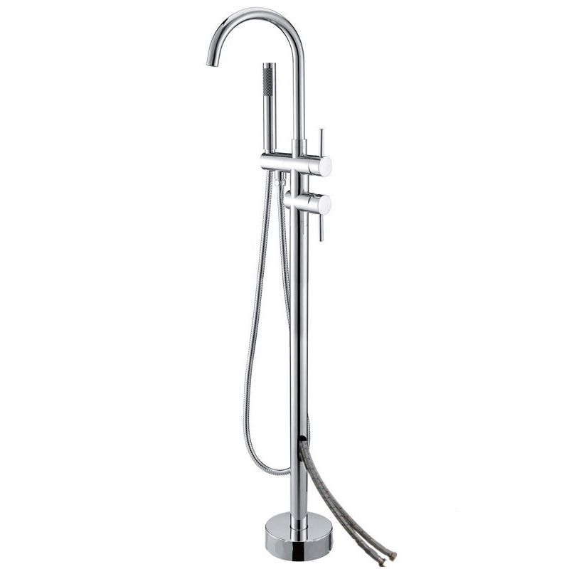 Modern Freestanding Tub Faucet Copper Floor Mounted Two Handle Freestanding Bathtub Faucet Clearhalo 'Bathroom Remodel & Bathroom Fixtures' 'Bathtub Faucets' 'bathtub_faucets' 'Home Improvement' 'home_improvement' 'home_improvement_bathtub_faucets' 1200x1200_278458f1-457c-49b5-8eef-57e7a619aeb7