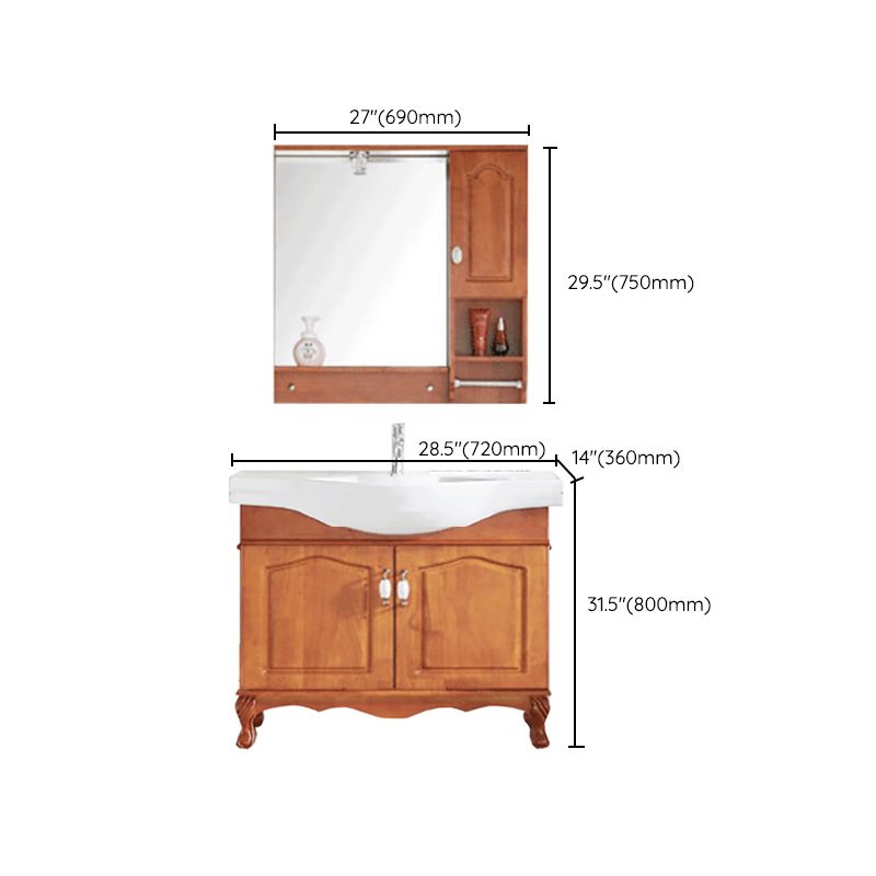 Traditional Wood Sink Vanity Freestanding Bathroom Sink Vanity with Mirror Clearhalo 'Bathroom Remodel & Bathroom Fixtures' 'Bathroom Vanities' 'bathroom_vanities' 'Home Improvement' 'home_improvement' 'home_improvement_bathroom_vanities' 1200x1200_27bb5d22-450d-4734-a421-00c69d8cd2cc