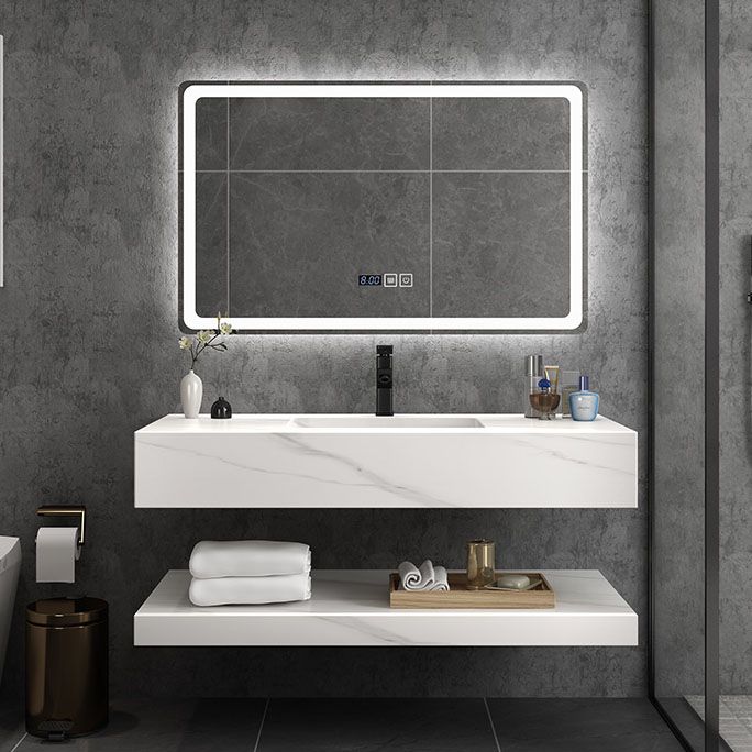 Wall Mount Mirror Included Sink Vanity for Bathroom with Sink Faucet Clearhalo 'Bathroom Remodel & Bathroom Fixtures' 'Bathroom Vanities' 'bathroom_vanities' 'Home Improvement' 'home_improvement' 'home_improvement_bathroom_vanities' 1200x1200_27bf13a7-be09-4a58-bb68-edde3fdb5057