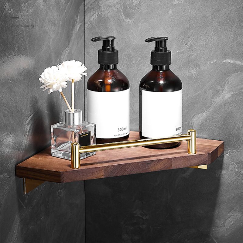 Polished Brass Bathroom Hardware Set Metal & Wood Bathroom Set with Bath Shelf/Towel Bar Clearhalo 'Bathroom Hardware Sets' 'Bathroom Hardware' 'Bathroom Remodel & Bathroom Fixtures' 'bathroom_hardware_sets' 'Home Improvement' 'home_improvement' 'home_improvement_bathroom_hardware_sets' 1200x1200_27cfdeb8-aa06-49c5-a9e6-3d845789ba3a