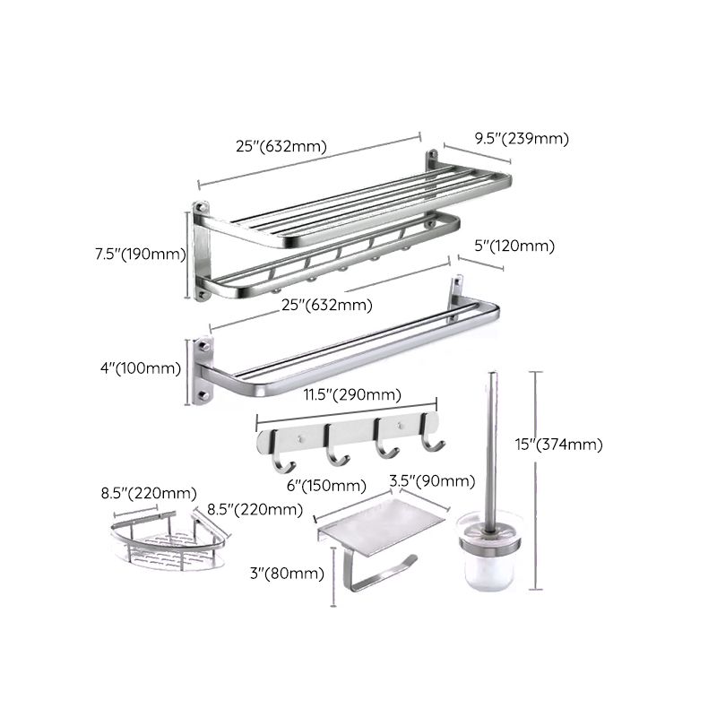 Modern Bathroom Set Paper Holder Bath Shelf Stainless Steel Bathroom Accessory Kit Clearhalo 'Bathroom Hardware Sets' 'Bathroom Hardware' 'Bathroom Remodel & Bathroom Fixtures' 'bathroom_hardware_sets' 'Home Improvement' 'home_improvement' 'home_improvement_bathroom_hardware_sets' 1200x1200_27d5dce4-39f3-4041-926f-2e0519307de6