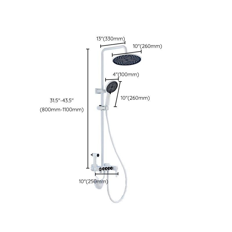 White Round Metal Shower Faucet Valve Included Shower Head Shower on Wall Clearhalo 'Bathroom Remodel & Bathroom Fixtures' 'Home Improvement' 'home_improvement' 'home_improvement_shower_faucets' 'Shower Faucets & Systems' 'shower_faucets' 'Showers & Bathtubs Plumbing' 'Showers & Bathtubs' 1200x1200_27f78acd-ad88-45ee-9f0c-85d272e843db