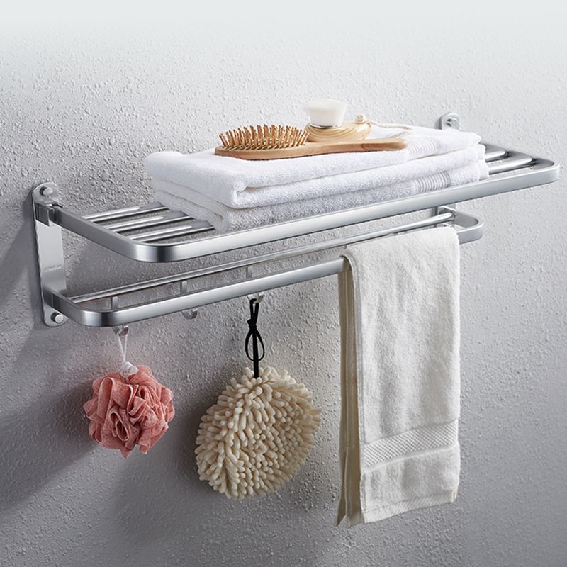 Modern Bathroom Accessory Set with Bathe Shelf/Robe Hooks/Towel Bar in Aluminum Clearhalo 'Bathroom Hardware Sets' 'Bathroom Hardware' 'Bathroom Remodel & Bathroom Fixtures' 'bathroom_hardware_sets' 'Home Improvement' 'home_improvement' 'home_improvement_bathroom_hardware_sets' 1200x1200_28222d69-ffab-4ca4-b1ef-431936823cd1