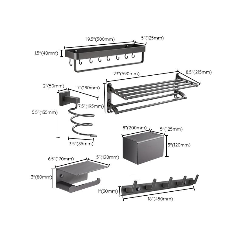 Modern Bathroom Accessories Hardware Set Grey Bathroom Hardware Set Clearhalo 'Bathroom Hardware Sets' 'Bathroom Hardware' 'Bathroom Remodel & Bathroom Fixtures' 'bathroom_hardware_sets' 'Home Improvement' 'home_improvement' 'home_improvement_bathroom_hardware_sets' 1200x1200_282418ee-119a-4ee6-9a51-776d4b43e497