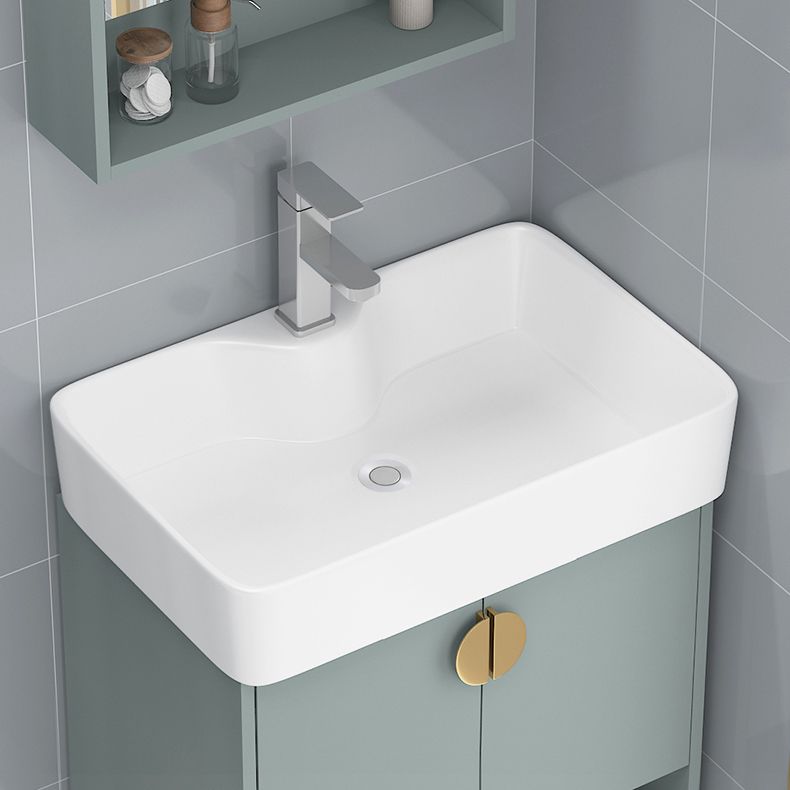 Rectangular Glam Sink Vanity Green Ceramic Single-Sink Freestanding Vanity Set Clearhalo 'Bathroom Remodel & Bathroom Fixtures' 'Bathroom Vanities' 'bathroom_vanities' 'Home Improvement' 'home_improvement' 'home_improvement_bathroom_vanities' 1200x1200_2847dc4e-f7ec-44de-a18d-3297ced5ba2f