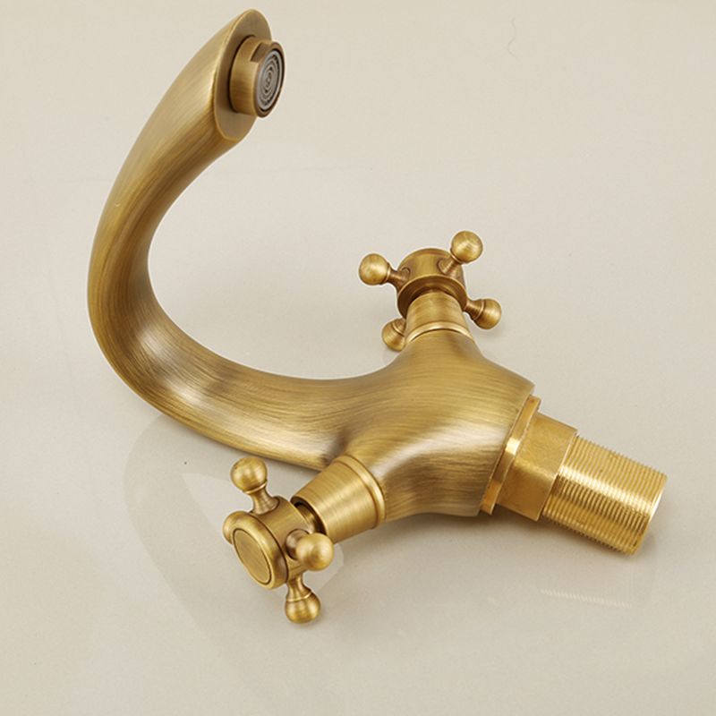 Glam Vessel Faucet 1 Hole Bathroom Faucet with 2 Cross Handles Clearhalo 'bathroom_sink_faucets' 'Conjuntos de Torneiras de Lavatório e Banheiro' 'home_improvement' 'home_improvement_bathroom_sink_faucets' 'Mobiliário Doméstico' 'Página inicial' 'Renovação e equipamento de casa de banho' 'Torneira para lavatório de banheiro' 1200x1200_2852b0a2-3275-49ce-9cb4-f871a1c29ee5