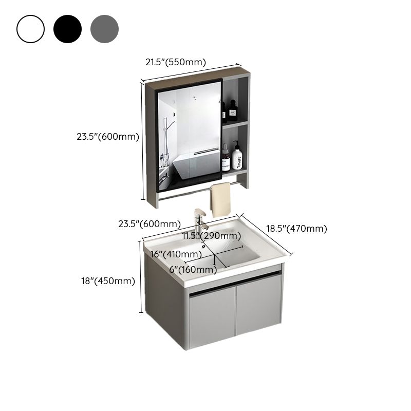 2 Doors Bathroom Vanity Mirror Grey Rectangle Single Sink Wall Mount Vanity Clearhalo 'Bathroom Remodel & Bathroom Fixtures' 'Bathroom Vanities' 'bathroom_vanities' 'Home Improvement' 'home_improvement' 'home_improvement_bathroom_vanities' 1200x1200_28593dff-82d3-4651-ace4-af7b434d7261