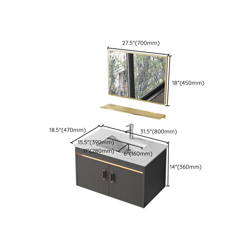 Metal Single Sink Bathroom Vanity Wall Mount Vanity Set with Mirror Clearhalo 'Bathroom Remodel & Bathroom Fixtures' 'Bathroom Vanities' 'bathroom_vanities' 'Home Improvement' 'home_improvement' 'home_improvement_bathroom_vanities' 1200x1200_28720873-fa07-468a-9481-9e51288f8efc