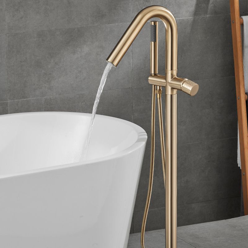 Floor Mounted Metal Freestanding Tub Filler Hand Shower Freestanding Faucet Clearhalo 'Bathroom Remodel & Bathroom Fixtures' 'Bathtub Faucets' 'bathtub_faucets' 'Home Improvement' 'home_improvement' 'home_improvement_bathtub_faucets' 1200x1200_288dd6bc-2b51-4af1-948a-ad5607aacaf6