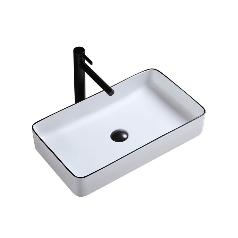 Modern Trough Bathroom Sink White and Black Trough Bathroom Sink Clearhalo 'Bathroom Remodel & Bathroom Fixtures' 'Bathroom Sinks & Faucet Components' 'Bathroom Sinks' 'bathroom_sink' 'Home Improvement' 'home_improvement' 'home_improvement_bathroom_sink' 1200x1200_28b4c8ec-2f13-4104-a29a-b6123863ed02