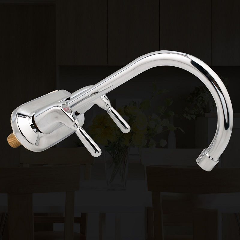 Modern Kitchen Sink Faucet Brass Double Knob Handle Gooseneck Bar Prep Kitchen Faucet Clearhalo 'Home Improvement' 'home_improvement' 'home_improvement_kitchen_faucets' 'Kitchen Faucets' 'Kitchen Remodel & Kitchen Fixtures' 'Kitchen Sinks & Faucet Components' 'kitchen_faucets' 1200x1200_28c3d4d4-61c8-48de-9b7d-e3824960e27f