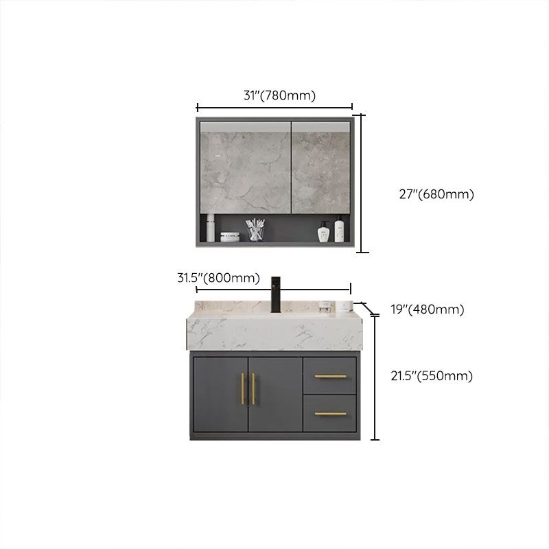 Grey Modern Wood Single-Sink Rectangular Open Console with Sink Set Clearhalo 'Bathroom Remodel & Bathroom Fixtures' 'Bathroom Vanities' 'bathroom_vanities' 'Home Improvement' 'home_improvement' 'home_improvement_bathroom_vanities' 1200x1200_2907a8c0-165c-4bbf-b2c1-4f72676a0f48