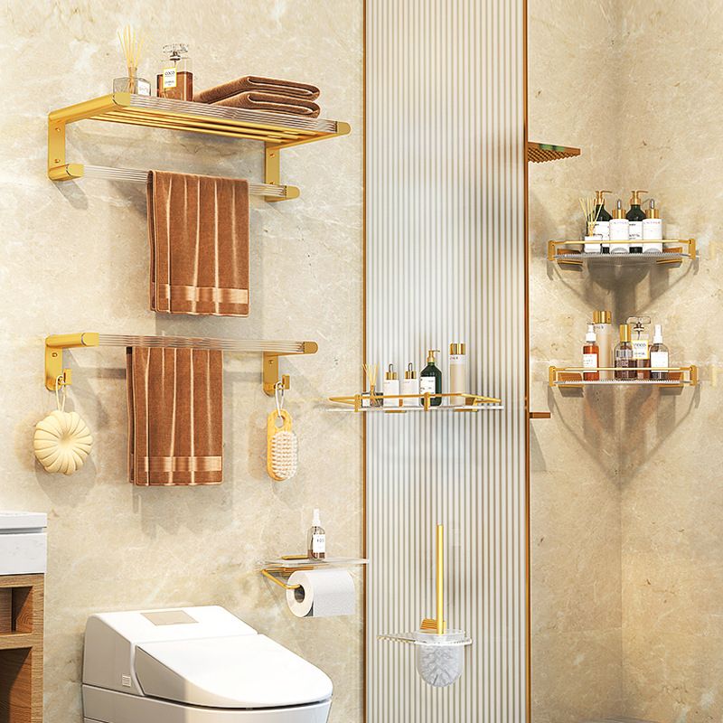 Modern Bath Hardware Set Towel Bar Bath Shelf Grey/Gold Bathroom Hardware Set Clearhalo 'Bathroom Hardware Sets' 'Bathroom Hardware' 'Bathroom Remodel & Bathroom Fixtures' 'bathroom_hardware_sets' 'Home Improvement' 'home_improvement' 'home_improvement_bathroom_hardware_sets' 1200x1200_291b4b68-b37f-497b-9b02-574d38b0a62f