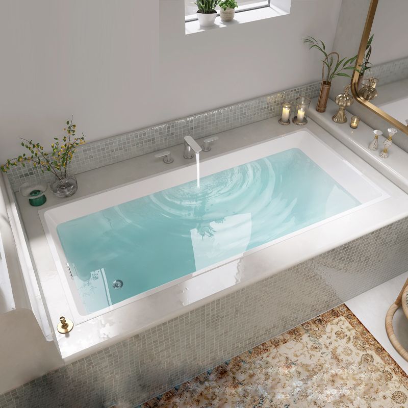 Modern Acrylic Rectangle Embedded with Drain Bath Tub and Overflow Hole Clearhalo 'Bathroom Remodel & Bathroom Fixtures' 'Bathtubs' 'Home Improvement' 'home_improvement' 'home_improvement_bathtubs' 'Showers & Bathtubs' 1200x1200_294cf0bf-bade-433f-a0b3-1a0012a04a3c