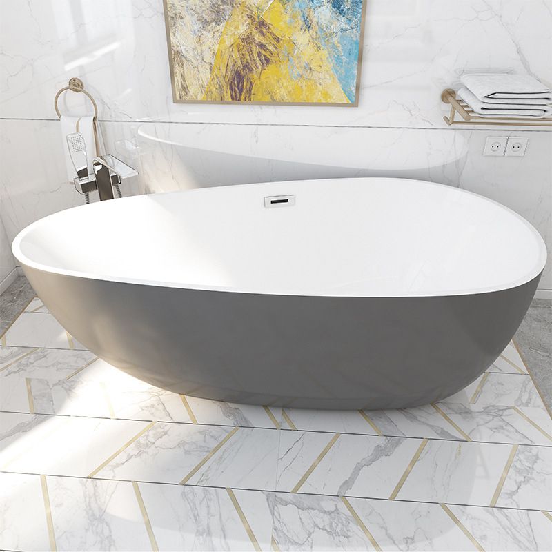 Matte Finish Oval Bathtub with Drain and Overflow Trim Acrylic Soaking Freestanding Tub Clearhalo 'Bathroom Remodel & Bathroom Fixtures' 'Bathtubs' 'Home Improvement' 'home_improvement' 'home_improvement_bathtubs' 'Showers & Bathtubs' 1200x1200_29cac0be-71e6-45d8-836b-2731b71be433