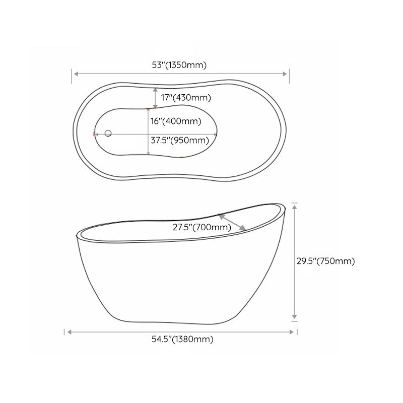 Modern Style Freestanding Soaking Bathtub Single Slipper Acrylic Bathtub for Bathroom Clearhalo 'Bathroom Remodel & Bathroom Fixtures' 'Bathtubs' 'Home Improvement' 'home_improvement' 'home_improvement_bathtubs' 'Showers & Bathtubs' 1200x1200_29e3522f-2aef-47a9-84a5-a3d1d6ed01ba