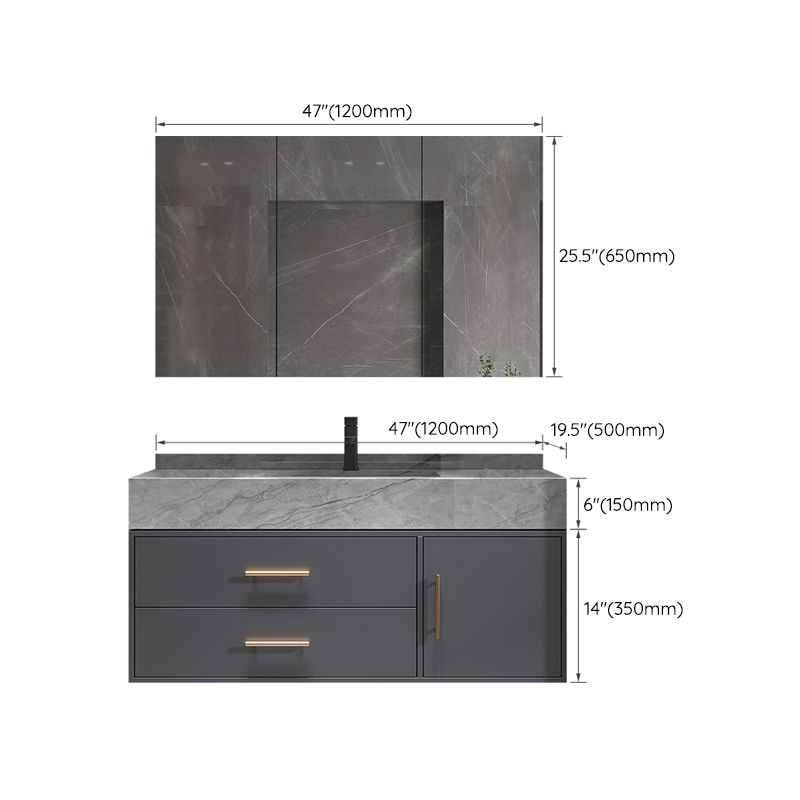 Modern Wall Mount Bathroom Sink Vanity with Faucet Mirror Sink Clearhalo 'Bathroom Remodel & Bathroom Fixtures' 'Bathroom Vanities' 'bathroom_vanities' 'Home Improvement' 'home_improvement' 'home_improvement_bathroom_vanities' 1200x1200_2a0ae6eb-05b0-4af1-aed9-ea128f7f6f92