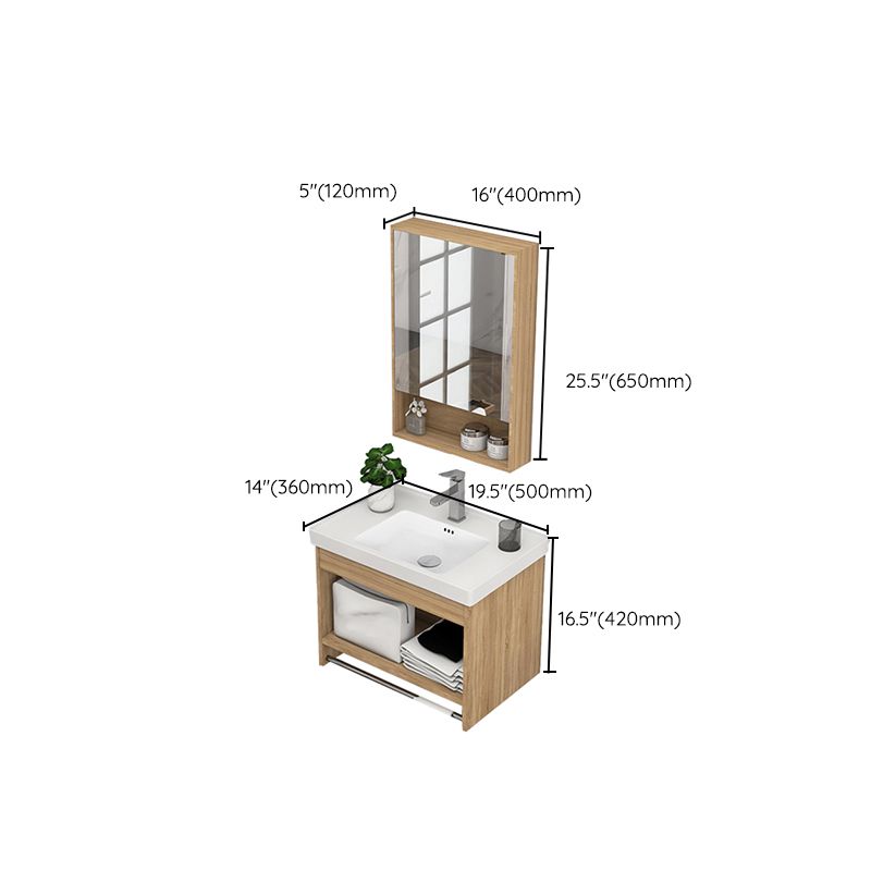 Modern Sink Vanity Rectangular Ceramic Top Single Wall Mount Vanity Clearhalo 'Bathroom Remodel & Bathroom Fixtures' 'Bathroom Vanities' 'bathroom_vanities' 'Home Improvement' 'home_improvement' 'home_improvement_bathroom_vanities' 1200x1200_2a197ff3-2549-4549-9992-a07ebd8786e2