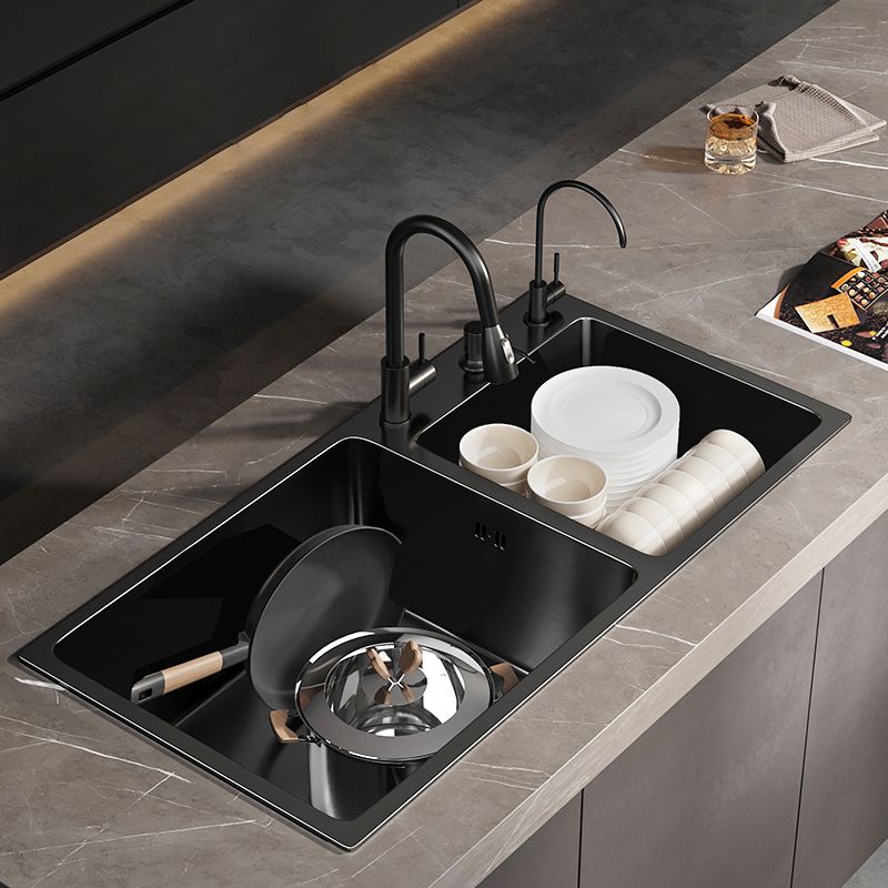 Contemporary Style Kitchen Sink Stainless Steel Drop-In Kitchen Double Sink Clearhalo 'Home Improvement' 'home_improvement' 'home_improvement_kitchen_sinks' 'Kitchen Remodel & Kitchen Fixtures' 'Kitchen Sinks & Faucet Components' 'Kitchen Sinks' 'kitchen_sinks' 1200x1200_2a32e814-8475-4bc4-a2ae-c383b415dcde