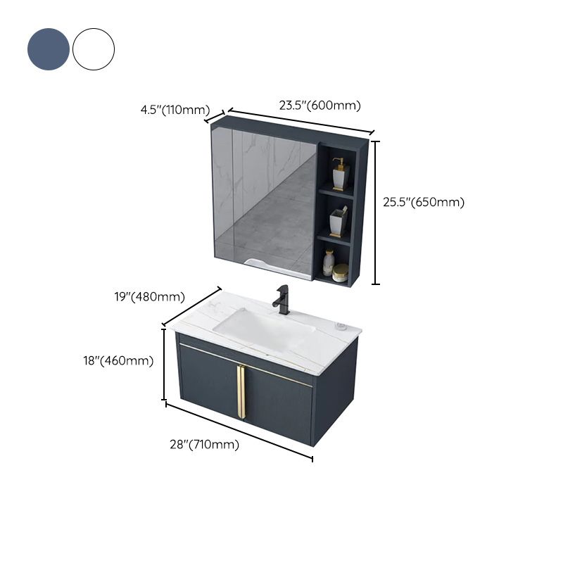 Modern Wall-Mounted Bathroom Sink Vanity Stainless Steel Vanity with Soft Close Door Clearhalo 'Bathroom Remodel & Bathroom Fixtures' 'Bathroom Vanities' 'bathroom_vanities' 'Home Improvement' 'home_improvement' 'home_improvement_bathroom_vanities' 1200x1200_2a3673dd-81ee-4d77-ac39-a6bc2a03781d