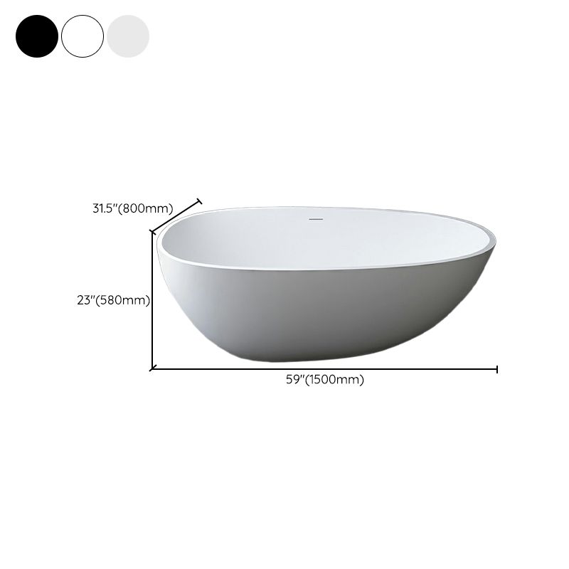 Modern Style Oval Freestanding Bathtub Stone Bathtub with Overflow Trim Clearhalo 'Bathroom Remodel & Bathroom Fixtures' 'Bathtubs' 'Home Improvement' 'home_improvement' 'home_improvement_bathtubs' 'Showers & Bathtubs' 1200x1200_2a7b6c9d-acd3-4135-b992-0e639a92882d